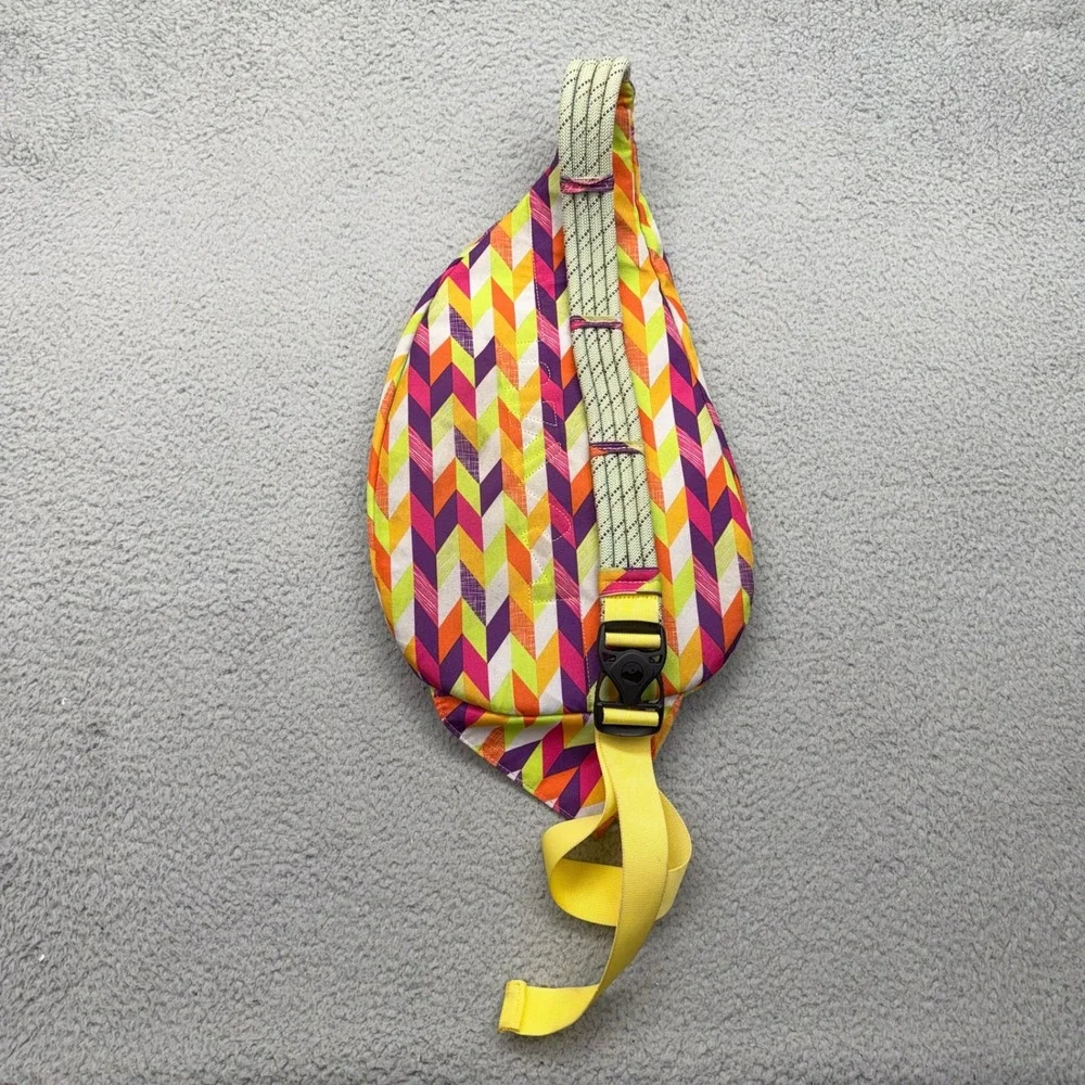 KAVU Sling Bag Funky Geometric Pattern Purple Orange Yellow White Crossbody Bag